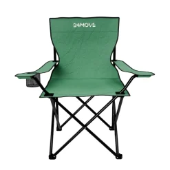 24MOVE® Campingstuhl Faltstuhl, 2er Set, grün, mit Getränkehalter und Tragetasche Outdoor, faltbar max. 100kg, Anglerstuhl, Polyester