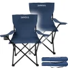 24MOVE® Campingstuhl Faltstuhl 2er Set, blau, mit Getränkehalter und Tragetasche Outdoor, faltbar max. 100kg, Angerstuhl, Klappstuhl