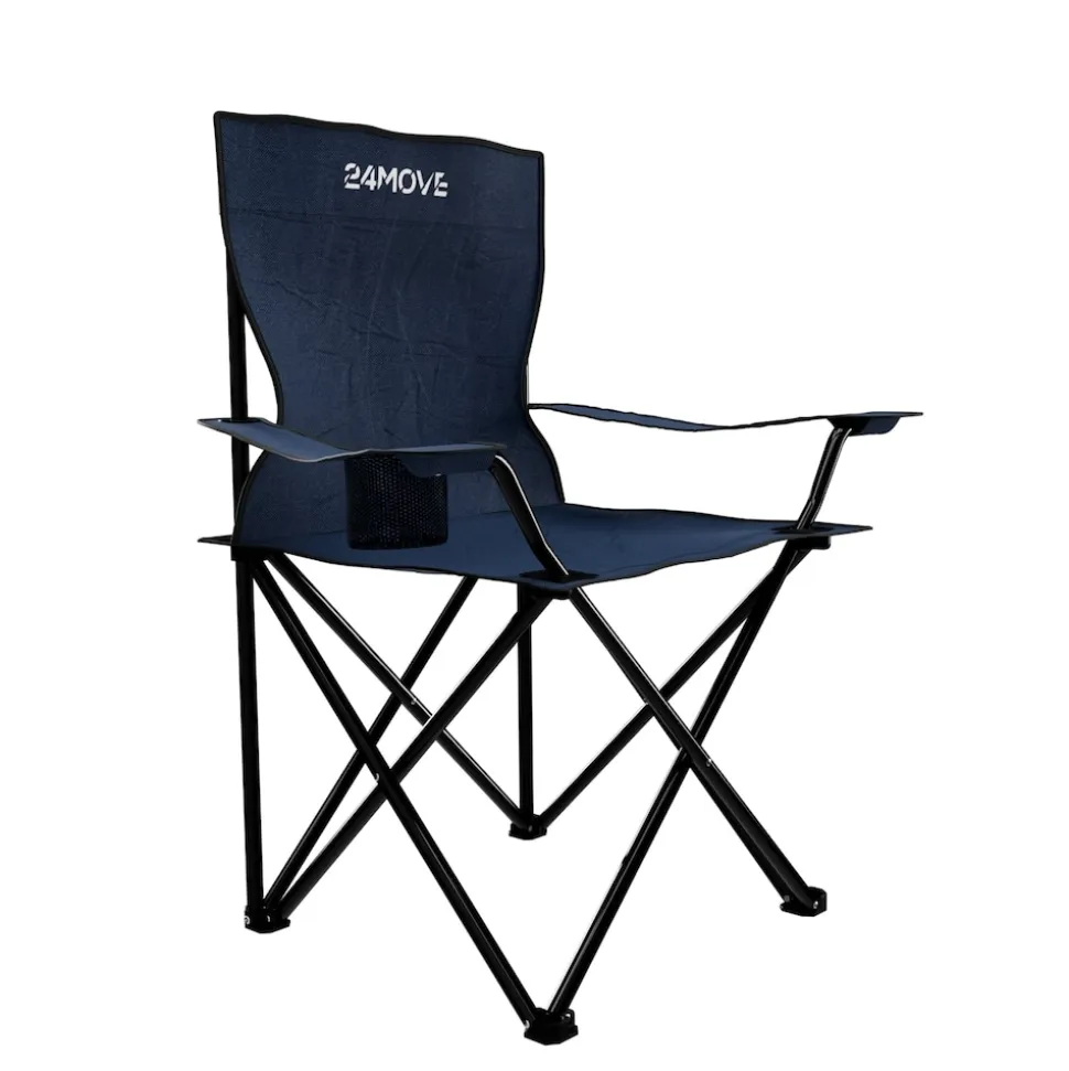 24MOVE® Campingstuhl Faltstuhl 2er Set, blau, mit Getränkehalter und Tragetasche Outdoor, faltbar max. 100kg, Angerstuhl, Klappstuhl