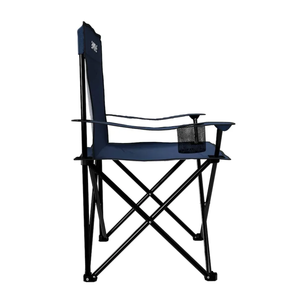 24MOVE® Campingstuhl Faltstuhl 2er Set, blau, mit Getränkehalter und Tragetasche Outdoor, faltbar max. 100kg, Angerstuhl, Klappstuhl