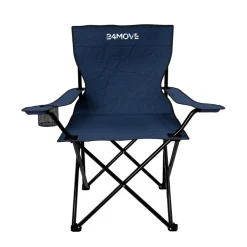24MOVE® Campingstuhl Faltstuhl 2er Set, blau, mit Getränkehalter und Tragetasche Outdoor, faltbar max. 100kg, Angerstuhl, Klappstuhl