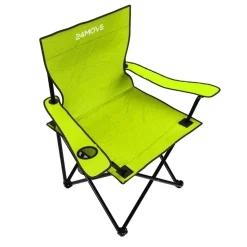 24MOVE® Campingstuhl Faltstuhl, hellgrün, mit Getränkehalter und Tragetasche Outdoor, faltbar max. 100kg, Angerstuhl, Klappstuhl