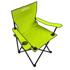 24MOVE® Campingstuhl Faltstuhl, hellgrün, mit Getränkehalter und Tragetasche Outdoor, faltbar max. 100kg, Angerstuhl, Klappstuhl