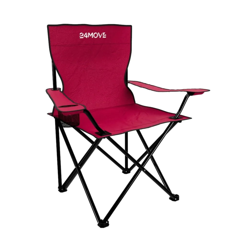 24MOVE® Campingstuhl Faltstuhl, 2er Set, schwarz, mit Getränkehalter und Tragetasche Outdoor, faltbar max. 100kg, Angerstuhl, Klappstuhl