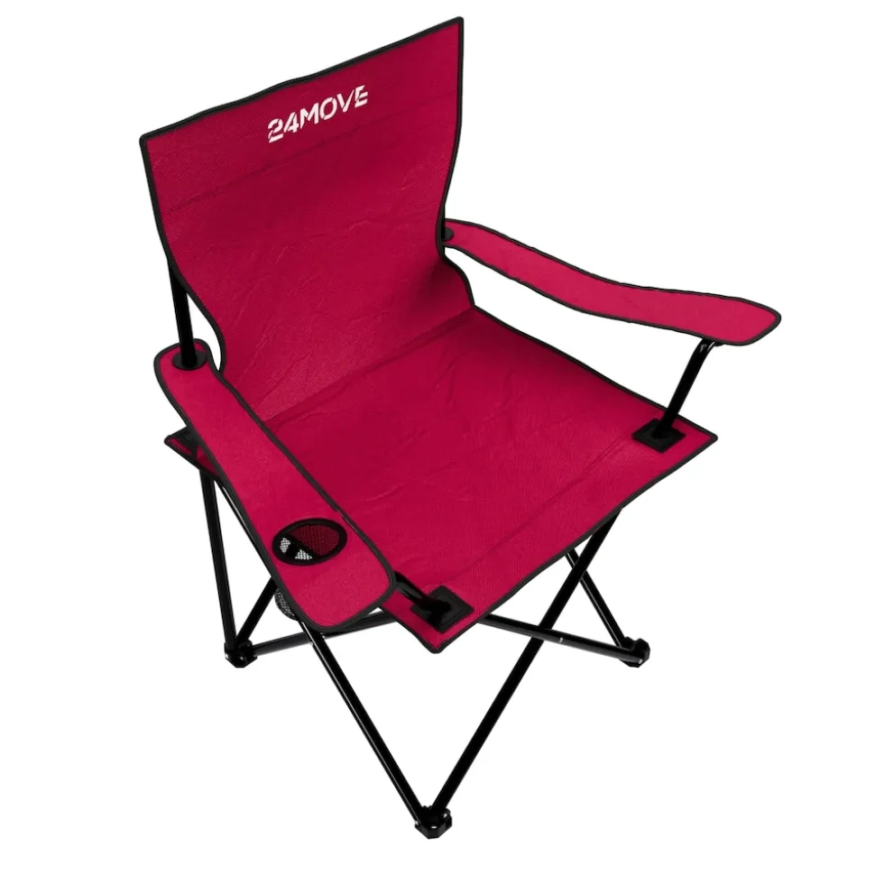 24MOVE® Campingstuhl Faltstuhl, 2er Set, schwarz, mit Getränkehalter und Tragetasche Outdoor, faltbar max. 100kg, Angerstuhl, Klappstuhl