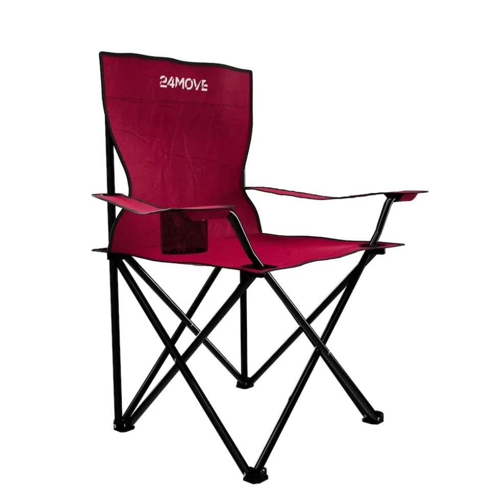 24MOVE® Campingstuhl Faltstuhl, 2er Set, schwarz, mit Getränkehalter und Tragetasche Outdoor, faltbar max. 100kg, Angerstuhl, Klappstuhl