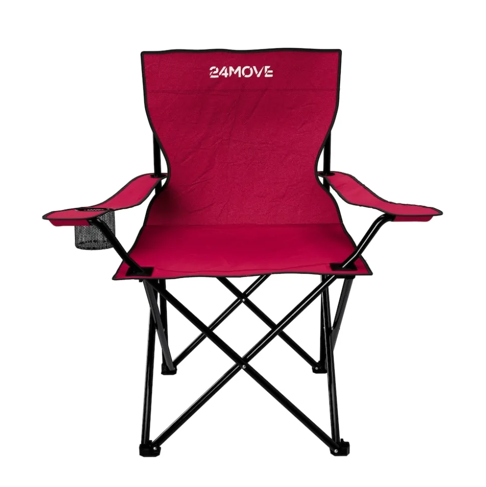 24MOVE® Campingstuhl Faltstuhl, 2er Set, schwarz, mit Getränkehalter und Tragetasche Outdoor, faltbar max. 100kg, Angerstuhl, Klappstuhl