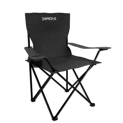 24MOVE® Campingstuhl Faltstuhl, schwarz, mit Getränkehalter und Tragetasche Outdoor, faltbar max. 100kg, Angerstuhl, Klappstuhl