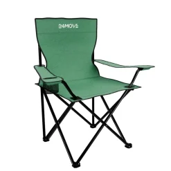 24MOVE® Campingstuhl Faltstuhl, grün, mit Getränkehalter und Tragetasche Outdoor, faltbar max. 100kg, Anglerstuhl, Polyester