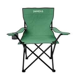 24MOVE® Campingstuhl Faltstuhl, grün, mit Getränkehalter und Tragetasche Outdoor, faltbar max. 100kg, Anglerstuhl, Polyester