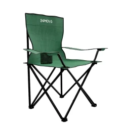 24MOVE® Campingstuhl Faltstuhl, grün, mit Getränkehalter und Tragetasche Outdoor, faltbar max. 100kg, Anglerstuhl, Polyester