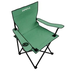 24MOVE® Campingstuhl Faltstuhl, grün, mit Getränkehalter und Tragetasche Outdoor, faltbar max. 100kg, Anglerstuhl, Polyester