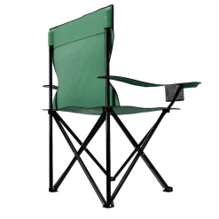 24MOVE® Campingstuhl Faltstuhl, grün, mit Getränkehalter und Tragetasche Outdoor, faltbar max. 100kg, Anglerstuhl, Polyester