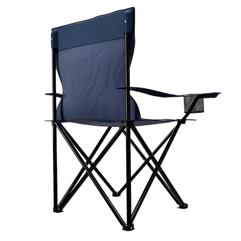 24MOVE® Campingstuhl Faltstuhl, blau, mit Getränkehalter und Tragetasche Outdoor, faltbar max. 100kg, Angerstuhl, Klappstuhl