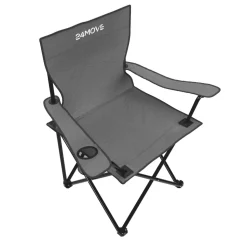 24MOVE® Campingstuhl Faltstuhl, grau, mit Getränkehalter und Tragetasche Outdoor, faltbar max. 100kg, Angerstuhl, Klappstuhl
