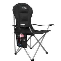 24MOVE® Campingstuhl Salvador faltbar Camping Klappstuhl gepolstert inkl. Tragetasche, bis 150kg belastbar, schwarz