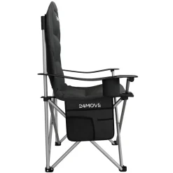 24MOVE® Campingstuhl Salvador faltbar Camping Klappstuhl gepolstert inkl. Tragetasche, bis 150kg belastbar, schwarz