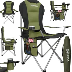 24MOVE® Campingstuhl Salvador faltbar Camping Klappstuhl gepolstert inkl. Tragetasche, bis 150kg belastbar, grün