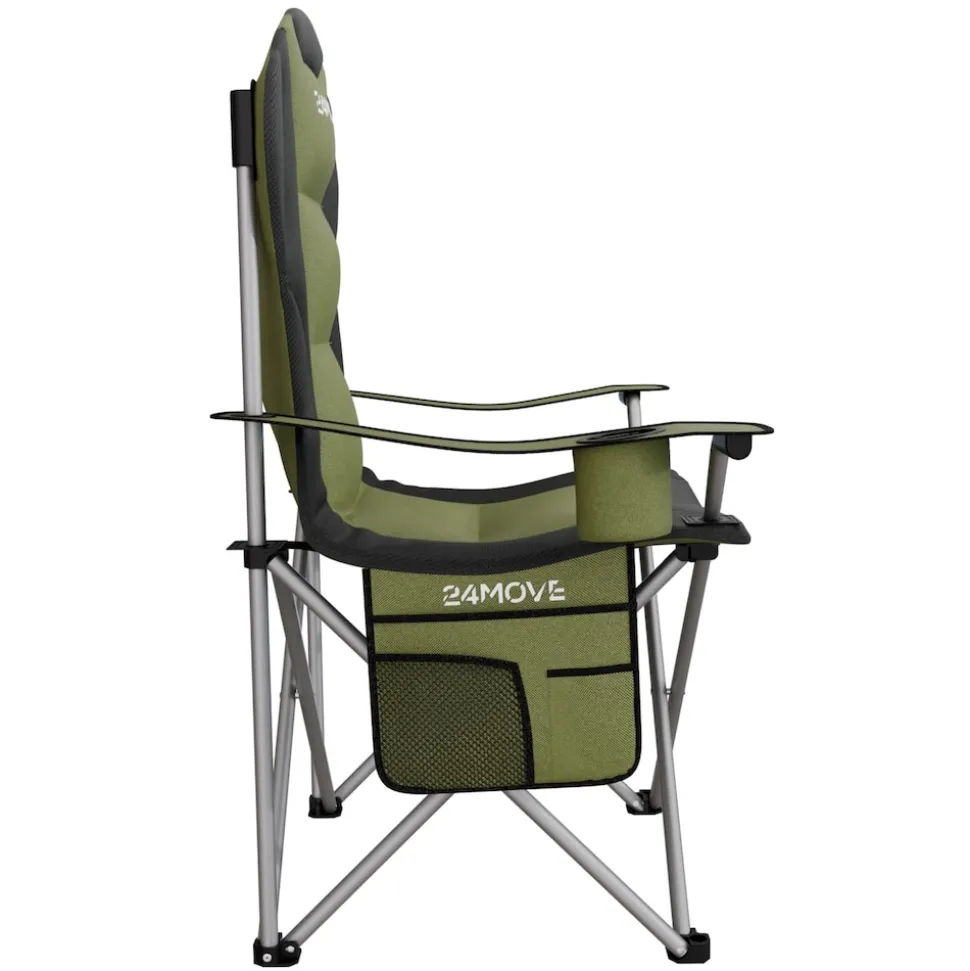 24MOVE® Campingstuhl Salvador faltbar Camping Klappstuhl gepolstert inkl. Tragetasche, bis 150kg belastbar, grün