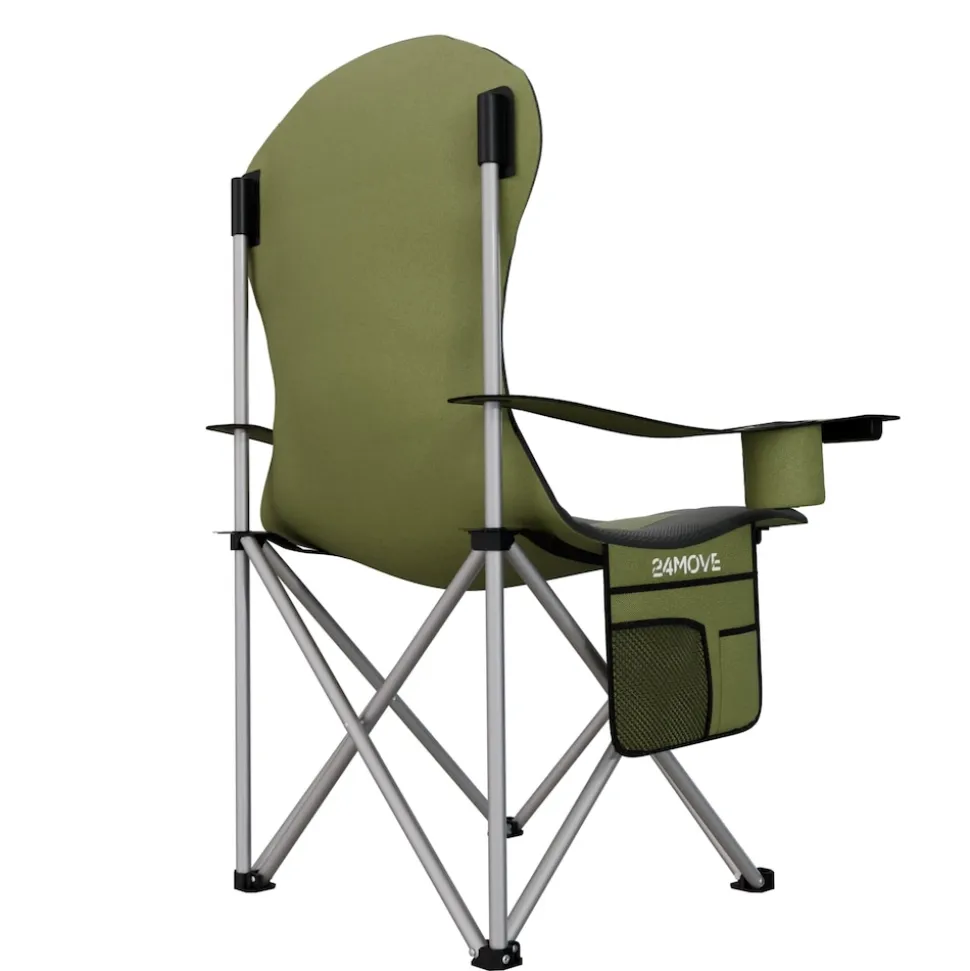 24MOVE® Campingstuhl Salvador faltbar Camping Klappstuhl gepolstert inkl. Tragetasche, bis 150kg belastbar, grün
