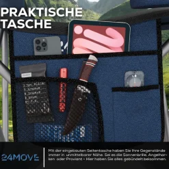 24MOVE® Campingstuhl Salvador faltbar Camping Klappstuhl gepolstert inkl. Tragetasche, bis 150kg belastbar, blau
