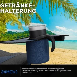 24MOVE® Campingstuhl Salvador faltbar Camping Klappstuhl gepolstert inkl. Tragetasche, bis 150kg belastbar, blau