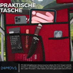 24MOVE® Campingstuhl Salvador faltbar Camping Klappstuhl gepolstert inkl. Tragetasche, bis 150kg belastbar, rot