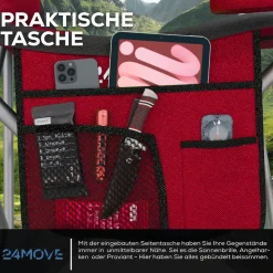 24MOVE® Campingstuhl Salvador faltbar Camping Klappstuhl gepolstert inkl. Tragetasche, bis 150kg belastbar, rot