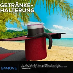 24MOVE® Campingstuhl Salvador faltbar Camping Klappstuhl gepolstert inkl. Tragetasche, bis 150kg belastbar, rot