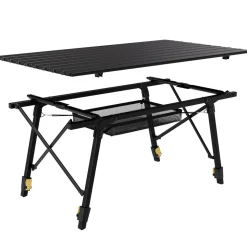 24MOVE® Campingtisch Klapptisch mit Aluminiumrahmen, Tischplatte aufrollbar, Falttisch klappbar, höhenverstellbar, inkl. Tragetasche - bis 30 kg, Anthrazitgrau