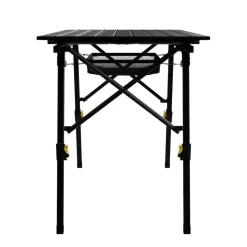 24MOVE® Campingtisch Klapptisch mit Aluminiumrahmen, Tischplatte aufrollbar, Falttisch klappbar, höhenverstellbar, inkl. Tragetasche - bis 30 kg, Anthrazitgrau