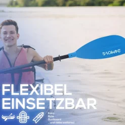 24MOVE® Doppelpaddel LAGO Aluminium Paddel, Stand-Up Paddling, Paddel für Kajak, 220 cm, verstellbar