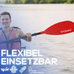 24MOVE® Doppelpaddel LAGO Aluminium Paddel, Stand-Up Paddling, Paddel für Kajak, 220 cm, verstellbar