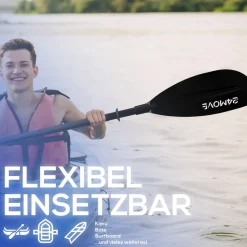 24MOVE® Doppelpaddel LAGO Aluminium Paddel, Stand-Up Paddling, Paddel für Kajak, 220 cm, verstellbar