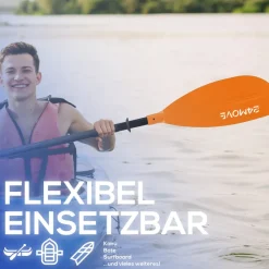 24MOVE® Doppelpaddel LAGO Aluminium Paddel, Stand-Up Paddling, Paddel für Kajak, 220 cm, verstellbar