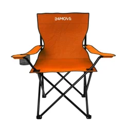 24MOVE® Faltstuhl orange Campingstuhl Anglerstuhl mit Getränkehalter - Anglersessel klappbar - Klappstuhl Gartenstuhl Faltstuhl Relaxsessel Campingsessel faltbar, Polyester, für draußen oder drinnen