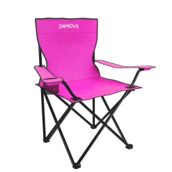 24MOVE® Faltstuhl pink Campingstuhl Anglerstuhl mit Getränkehalter - Anglersessel klappbar - Klappstuhl Gartenstuhl Faltstuhl Relaxsessel Campingsessel faltbar, Polyester, für draußen oder drinnen