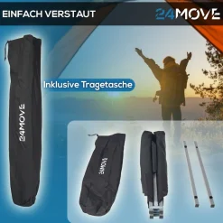 24MOVE® Feldbett Campingbett bis 180 kg In-und Outdoor Camping faltbar, inkl. Tragetasche für einfachen Transport