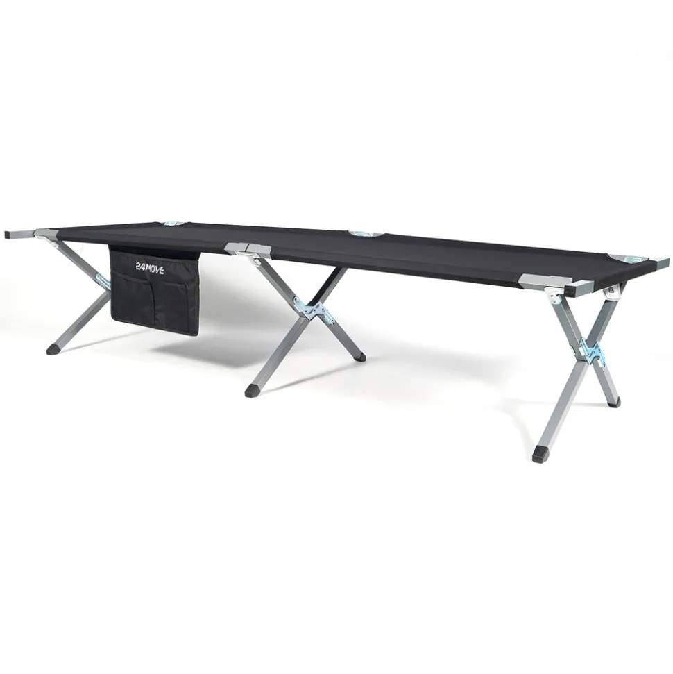 24MOVE® Feldbett Campingbett bis 180 kg In-und Outdoor Camping faltbar, inkl. Tragetasche für einfachen Transport