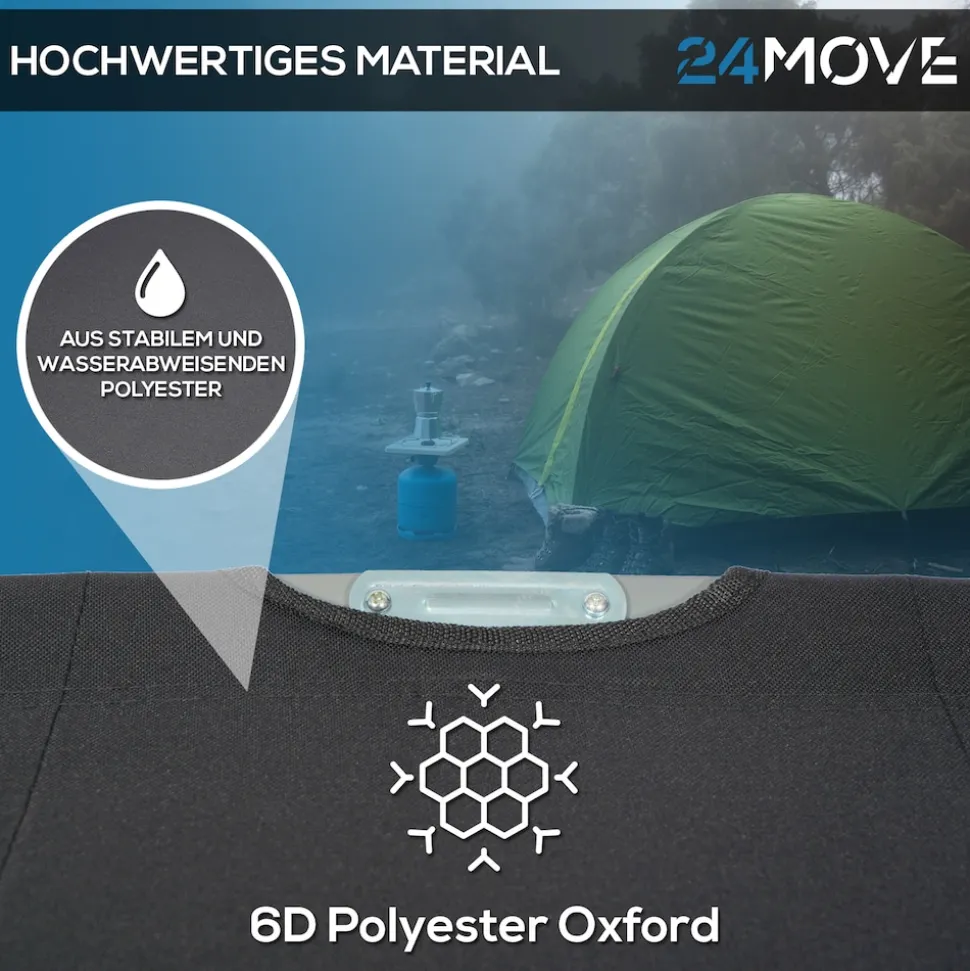 24MOVE® Feldbett Campingbett bis 180 kg In-und Outdoor Camping faltbar, inkl. Tragetasche für einfachen Transport