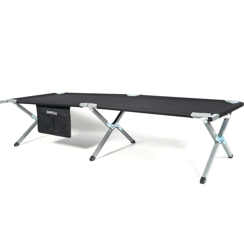 24MOVE® Feldbett Campingbett bis 180 kg In-und Outdoor Camping faltbar, inkl. Tragetasche für einfachen Transport