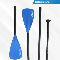24MOVE® Paddel Doppelpaddel 2 in 1 Teleskoppaddel Stechpaddel für SUP Stand Up Board , Kajak, Aluminium 230cm, Blau