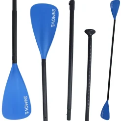 24MOVE® Paddel Doppelpaddel 2 in 1 Teleskoppaddel Stechpaddel für SUP Stand Up Board , Kajak, Aluminium 230cm, Blau
