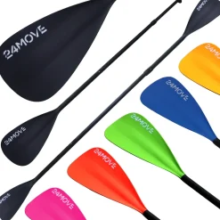 24MOVE® Paddel Doppelpaddel 2 in 1 Teleskoppaddel Stechpaddel für SUP Stand Up Board , Kajak, Aluminium 230cm, Blau