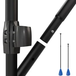 24MOVE® Paddel Einzelpaddel Stechpaddel für SUP Stand Up Board, Kajak, Leicht aus Aluminium 210cm, verstellbar blau