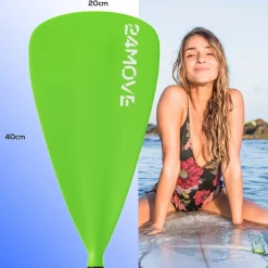 24MOVE® Paddel Einzelpaddel Stechpaddel für SUP Stand Up Board, Kajak, Leicht aus Aluminium 210cm, verstellbar grün