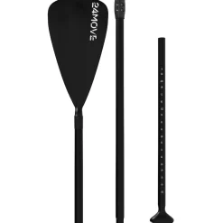 24MOVE® Paddel Einzelpaddel Stechpaddel für SUP Stand Up Board, Kajak, Leicht aus Aluminium 210cm, verstellbar schwarz