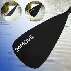 24MOVE® Paddel Einzelpaddel Stechpaddel für SUP Stand Up Board, Kajak, Leicht aus Aluminium 210cm, verstellbar schwarz