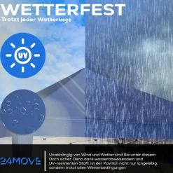 24MOVE® Pavillon Santos 3x3m Pop-Up UV-Schutz 50+ Wasserdicht & winterfest mit Tasche faltbar & stabil, für Camping & Garten Faltpavillon - Partyzelt Blaullon Faltpavillion SANTOS 3x3M Pop Up wasserdicht klappbar, blau