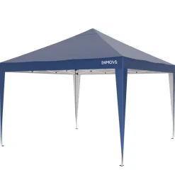 24MOVE® Pavillon Santos 3x3m Pop-Up UV-Schutz 50+ Wasserdicht & winterfest mit Tasche faltbar & stabil, für Camping & Garten Faltpavillon - Partyzelt Blaullon Faltpavillion SANTOS 3x3M Pop Up wasserdicht klappbar, blau